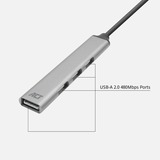 ACT Connectivity USB-A hub 2.0, 4 poorts USB-A usb-hub Aluminium