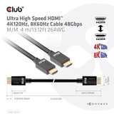 Club 3D Ultra High Speed HDMI 2.1 kabel Zwart, 4 meter, 8K