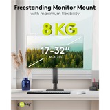 goobay Freestanding Single Monitor Mount, 17 tot 32 inch monitorarm Zwart