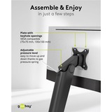 goobay Freestanding Single Monitor Mount, 17 tot 32 inch monitorarm Zwart