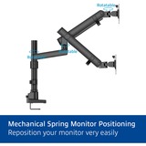 ACT Connectivity Monitorarm office solid pro, mechanische veer, 2 monitoren Zwart