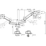 ACT Connectivity Monitorarm office solid pro, mechanische veer, 2 monitoren Zwart
