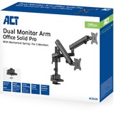 ACT Connectivity Monitorarm office solid pro, mechanische veer, 2 monitoren Zwart