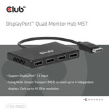 Club 3D DisplayPort splitter Zwart