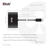 Club 3D DisplayPort splitter Zwart