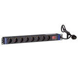 DSI 19 inch 8 voudige stekkerdoos met schakelaar Zwart, 8x stekker, voor 8 stekkers