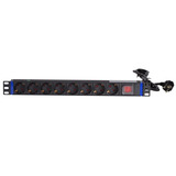 DSI 19 inch 8 voudige stekkerdoos met schakelaar Zwart, 8x stekker, voor 8 stekkers
