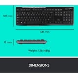 Logitech MK270 draadloze desktopset Zwart, EU lay-out (QWERTY), Rubberdome