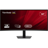 ViewSonic VA3420C UWQHD Curved Monitor met USB-C Hub 34" UltraWide Zwart, 1x DisplayPort, 2x HDMI, 1x USB-C, 2x USB-A, 120 Hz