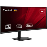 ViewSonic VA3420C UWQHD Curved Monitor met USB-C Hub 34" UltraWide  Zwart, 2x HDMI, 1x DisplayPort, USB-C, USB-B, USB-A, 120 Hz, 1900R