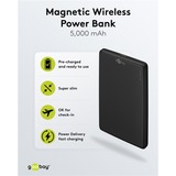 goobay Magnetische draadloze powerbank 5.000 mAh Zwart, 1x USB-C + Draadloos opladen, Power Delivery