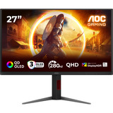 AOC Q27G4ZD QD‑OLED 27" gaming monitor Zwart/rood, 1x HDMI, 1x DisplayPort, USB-A, USB-B, 240 Hz