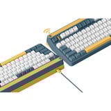 Iqunix A80 Explorer Wireless Mechanical Keyboard, gaming toetsenbord Donkerblauw/donkergeel, US lay-out, Gateron Red, RGB leds, 80% (TKL), Hot-swappable, PBT, 2.4GHz | Bluetooth 5.1 | USB-C