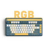 Iqunix A80 Explorer Wireless Mechanical Keyboard, gaming toetsenbord Donkerblauw/donkergeel, US lay-out, Gateron Red, RGB leds, 80% (TKL), Hot-swappable, PBT, 2.4GHz | Bluetooth 5.1 | USB-C