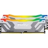Kingston 48 GB DDR5-8400 (2x 24 GB) Dual-Kit werkgeheugen Zilver/wit, KF584CU40RWAK2-48, Renegade RGB, XMP 3.0