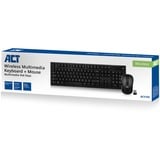 ACT Connectivity Draadloze toetsenbord en muis bundel, desktopset Zwart, US lay-out, Membraan, 800-1600 DPI