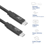 ACT Connectivity USB 3.0 10Gbps 60W USB Type-C kabel, 3 meter Zwart