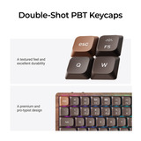 Keychron K3 Max-H1W All-Wood Special Edition RGB mechanisch toetsenbord Houtkleur, US lay-out (QWERTY), Keychron Milk POM Red, 75%, RGB leds, 75%, Double-shot PBT, hot swap, 2.4GHz | Bluetooth 5.1 | USB-C
