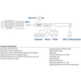 ACT Connectivity USB-C hub 3.0, 3x USB-A, cardreader, PD pass-through dockingstation Grijs
