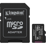 Kingston Canvas Select Plus 128 GB MicroSDXC geheugenkaart Zwart, UHS-I U1, Class 10, V10, Incl. SD Adapter