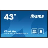 iiyama ProLite LH4360UHS-B2AG 42.5" 4K Ultra HD Public Display Zwart, 4K UHD, HDMI, LAN, Audio, USB, WLAN, Android