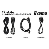 iiyama ProLite LH4360UHS-B2AG 42.5" 4K Ultra HD Public Display Zwart, 4K UHD, HDMI, LAN, Audio, USB, WLAN, Android