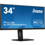 iiyama ProLite XUB3493WQSU-B5 34" UltraWide Monitor Zwart, 75 Hz, UWQHD, HDMI, DisplayPort, USB, AMD FreeSync