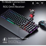 ASUS ROG Strix Scope II 96 Wireless RGB mechanisch gaming toetsenbord Zwart, US lay-out (QWERTY), ROG NX Snow, 96%, RGB leds, 96%, Hot-swappable, PBT Double-shot, Bluetooth / 2.4GHz / USB 2.0