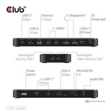 Club 3D 14-1 USB-C Quad Display Dockingstation Zwart