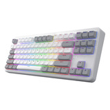 Hator Rockfall 3 TKL Wireless, gaming toetsenbord Wit, US lay-out, HATOR Aurum Orange, RGB, PBT keycaps, Hotswap, 2.4 GHz / Bluetooth / USB-C