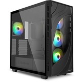 Sharkoon Rebel C80G RGB midi tower behuizing Zwart | 2x USB-A | 1x USB-C | RGB | Tempered Glass