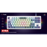 Trust GXT 872 Xyra Mechanisch TKL-gamingtoetsenbord Wit, US lay-out (QWERTY), Leobog Seiya, 80% (TKL)	, RGB, hot swap