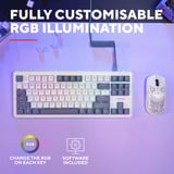 Trust GXT 872 Xyra Mechanisch TKL-gamingtoetsenbord, gaming toetsenbord Wit, US lay-out, Leobog Seiya, 80% (TKL), RGB, hot swap