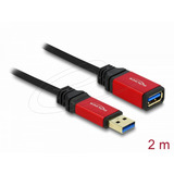DeLOCK USB-A verlengkabel 5 Gbps Premium, 2 meter Zwart/rood