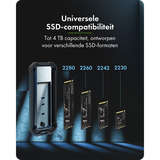 ICY BOX IB-1827MCP-C31 externe behuizing Zwart, USB-C 3.2 (10 Gbit/s)