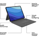 Logitech Combo Touch for iPad Pro 12.9-inch (5th generation) toetsenbord Grijs, EU lay-out (QWERTY), 80% (TKL)	