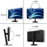 Philips 27B2U3601 27" monitor Zwart, 120 Hz, HDMI, DisplayPort, USB-C, Audio, LAN