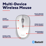 Trust Yvi+ Draadloze Muis Compact Wit, 800-1600 Dpi, 2.4GHz, Bluetooth, Stille Knoppen 