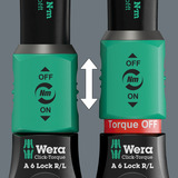 Wera Click-Torque Lock A 6 R/L draaimomentsleutel Zwart/groen, Instelbaar, Torque Lock functie, doorlopende bitopname (1/4"), 2,5-25 Nm