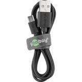 goobay micro-USB 2.0 snellaad- en synchronisatiekabel Zwart, 1 meter