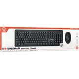 Qware Nottingham draadloze combo desktopset Zwart, EU lay-out (QWERTY), Membraan, 100%, 1200 DPI
