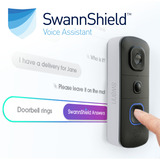 Swann EVO draadloze videodeurbel + SwannShield AI Voice Assistant Zwart