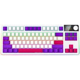 LORGAR KBP70TKLW RGB mechanisch gaming toetsenbord Wit, US lay-out (QWERTY), LOGAR Toxic Purple, 80% (TKL)	, RGB, Hot-swappable, PBT Double-shot, Bluetooth | 2.4GHz | USB