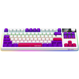 LORGAR KBP70TKLW RGB mechanisch gaming toetsenbord Wit, US lay-out (QWERTY), LOGAR Toxic Purple, 80% (TKL)	, RGB, Hot-swappable, PBT Double-shot, Bluetooth | 2.4GHz | USB
