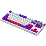 LORGAR KBP70TKLW, gaming toetsenbord Wit, US lay-out, LOGAR Toxic Purple, TKL, RGB, Hot-swappable, PBT Double-shot, Bluetooth / 2.4GHz / USB