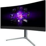 LORGAR Pro 34MP1 34" Curved UltraWide gaming monitor Zwart/grijs, HDMI, DisplayPort, USB C, Audio