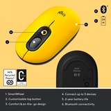Logitech POP Mouse - BLAST Geel/zwart, 1000 - 4000 dpi, Bluetooth