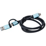i-tec USB-C naar USB-C kabel met geïntegreerde USB-A 3.0 adapter Zwart/lichtblauw, 1 meter