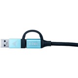 i-tec USB-C naar USB-C kabel met geïntegreerde USB-A 3.0 adapter Zwart/lichtblauw, 1 meter