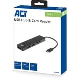 ACT Connectivity USB-C Hub 3 port met cardreader usb-hub Zwart